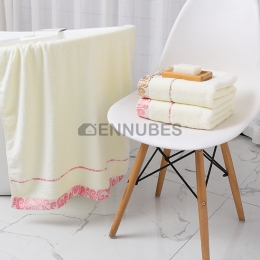 Toalla de Baño Suave y Espesa con Jacquard de Hilo sin Torsión