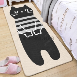 Alfombra Lavable Antideslizante de Gato Negro de Dibujos Animados para Bebé