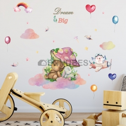 Adhesivos de Pared para Habitación Infantil de Oso y Conejo