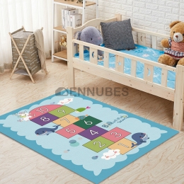 Alfombra Antideslizante Lavable Azul de Dibujos Animados para Bebé