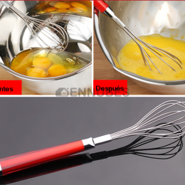 Batidor Manual de Acero Inoxidable Doméstico Rojo