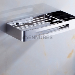 Estantería Rectangular Montada en Pared de Baño de Acero Inoxidable sin Perforaciones