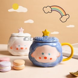 Taza Creatividad Cara de Bebe Pintada a Mano Nórdico