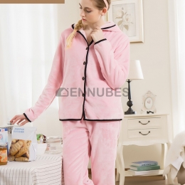 Pijamas Franela Mujeres Con Capucha Invierno