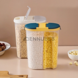Tarro Hermético Transparente de Cocina de Doble Compartimento con Tapa