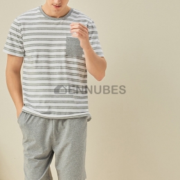 Pijamas Hombre Rayas Gris Verano