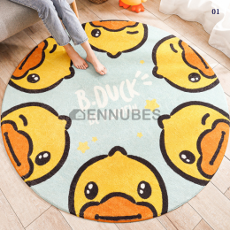 Alfombra Bebé Redonda de la Sala de Estar del Hogar del Pequeño Pato Amarillo