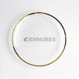 Platos Vidrio Borde Dorado Concepto Simple Moderno