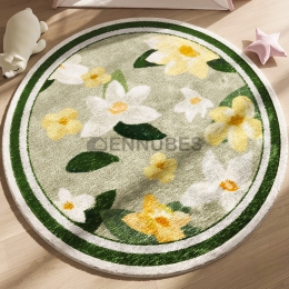Alfombra Lavable Redonda Gruesa de Flores para Bebé