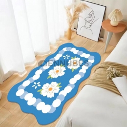 Alfombra Antideslizante Lavable Azul de Flor para Bebé