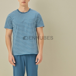 Pijama Hombre Rayas Azul Verano Traje