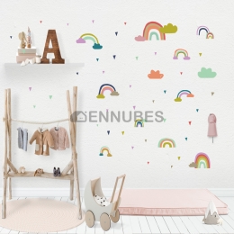 Adhesivos de Pared con Nubes de Arco Iris