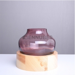 Florero Vidrio Bajo Color Coral Estilo Europeo