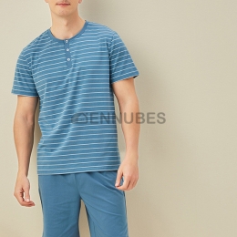 Pijamas Hombre Rayas Azul Verano Traje