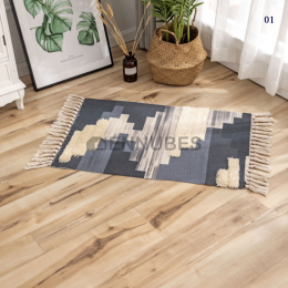 Alfombra Simple de Algodón y Lino para Dormitorio y Salón