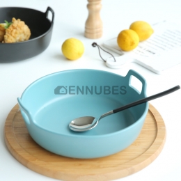 Plato Hondo Porcelana Glaseado Helado Binaural Ensalada Verduras