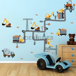 Adhesivo Mural para Vehículos de Construcción y Excavadoras