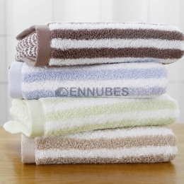 Toalla Nórdica de 100% Algodón a Rayas con Color Puro