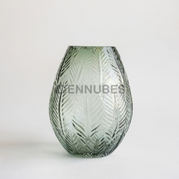 Florero Vidrio Estampado Color  Malva Estilo Europeo