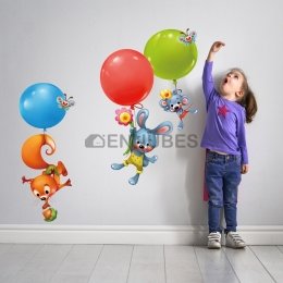 Pegatina de Pared del Conejo y Ardilla