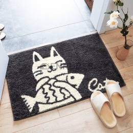 Alfombra de Baño de Dormitorio Simple en Blanco y Negro