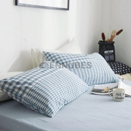 Funda de Almohada de Algodón a Rayas a Cuadros de Color Puro