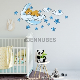 Pegatinas de Pared Luna y Oso Dormido