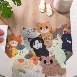 Alfombra Antideslizante Lavable de Gatos Dibujos Animados para Bebé