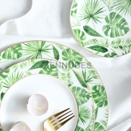 Plato de Porcelana  Plantas Verdes Tropicales Phnom Penh Refrigerio