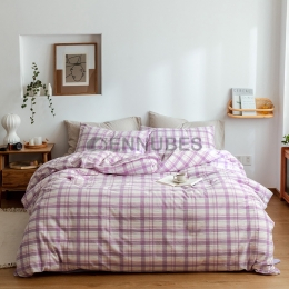 Funda Nórdica de 100% Algodón con Cuadro de Colores Distintos