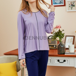 Pijamas Color Sólido Mujeres Algodón