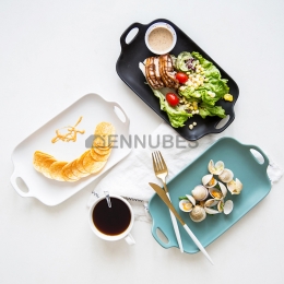 Plato Cerámica llano Tres Colores Estilo Nórdico Esmalte Divisor