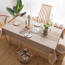 Manteles Borlas de Mantel de Algodón y Lino Nórdico