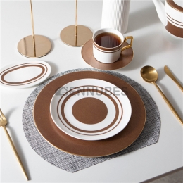 Plato Patrón de Cuero Juego de Mesa Porcelana Vajilla Decoración