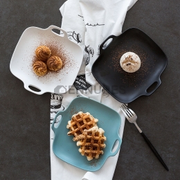 Plato de Cerámica Cuadrado de Estilo Japonés