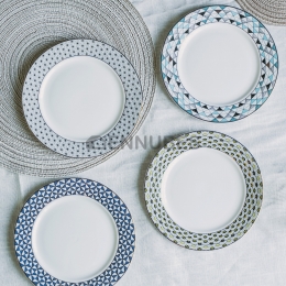 Plato Plano Vajilla Geométricas Cerámica Desayuno Estilo Nórdico