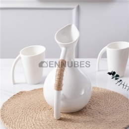 Jarra de Jugo Estilo Retro Hervidor Fresco Blanco Cerámica