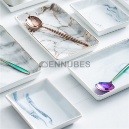 Plato Llano Mármol Phnom  Bandeja de Almacenamiento Penh Cerámica