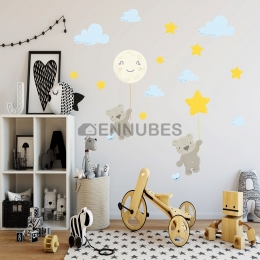 Pegatinas de Pared de Estrellas Nubes Y Oso