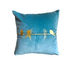 Cojín Bronceador de Terciopelo Estampado de Pájaros