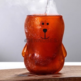Vaso de Cristal de Doble Capa con un Bonito Oso