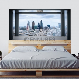 Calcomanía de Cabecera con Vista a la Ciudad