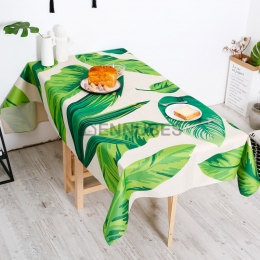 Mantel Antimancha Estampado de Hoja de Algodón y Lino