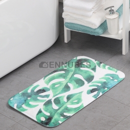Alfombra de Espuma de Memoria con Estampado de Hojas de Franela