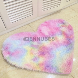 Alfombra Lavable Antideslizante Arcoíris en Forma de Corazón para Bebés