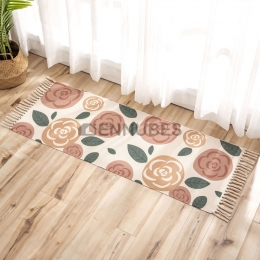 Alfombra Étnica de Estilo Nórdico con Flecos