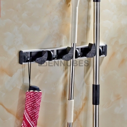 Soporte de Aluminio para Fregona Multifuncional y Sin Perforaciones