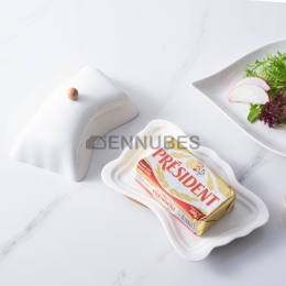 Plato de Mantequilla Refrigerio Forma de Mariposa Base de Bambú