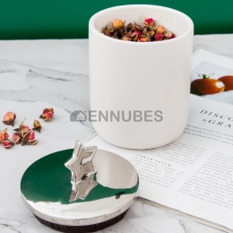 Tarro de Almacenamiento de Cerámica Redondo Chino Blanco con Tapa