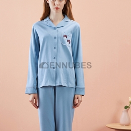 Pijamas Azul Mujeres Estampado Hongo